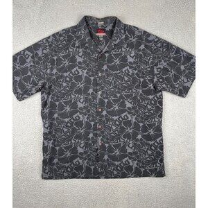 Gotcha Hawaiian Button Up Short Sleeve Shirt Mens XL Floral Black/Gray
